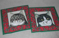 Weihnacht Servietten rot mit 4 Katzenporträt